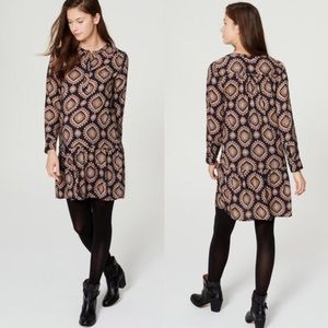LOFT TALL Medallion Print Drop Waist Shirtdress